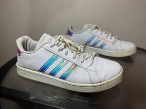 adidas Grand Court Low-Top Sneaker With Holographic Striping